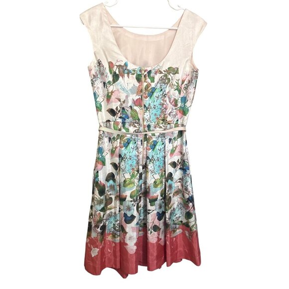 Julian Taylor NY Womens Dress Sz 6 Floral‎ A-Line Dress With Belt, Pockets Scoop - Picture 3 of 7